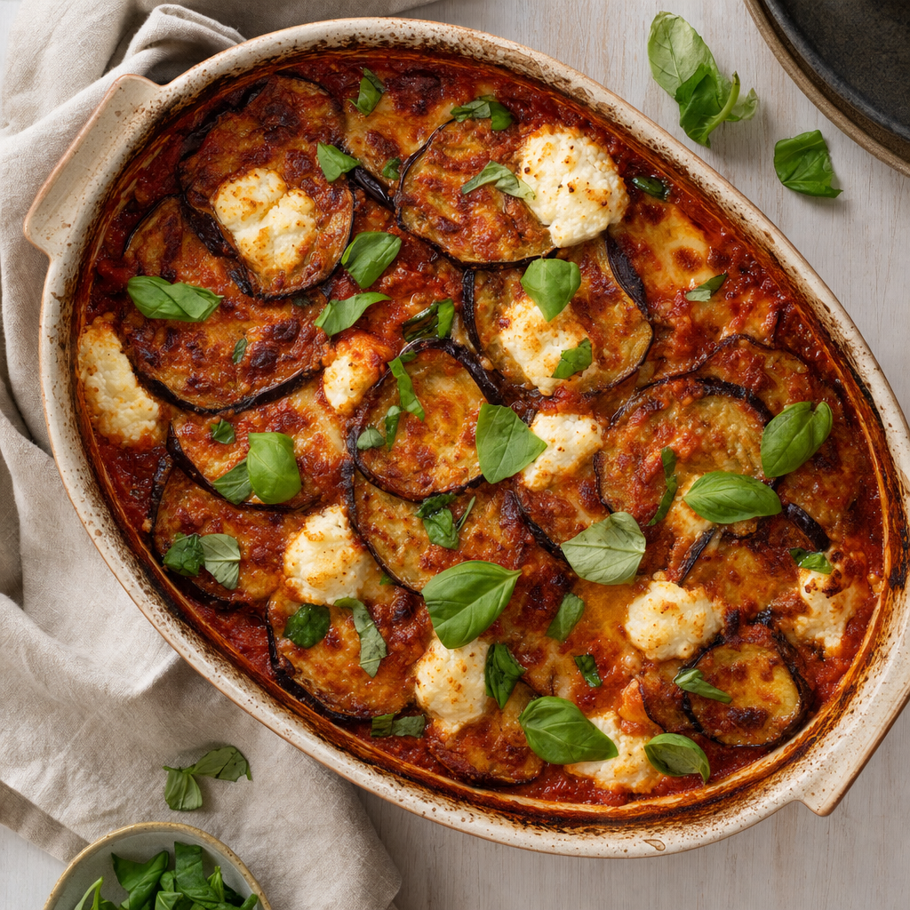 Aubergine-parmigiana met ricotta