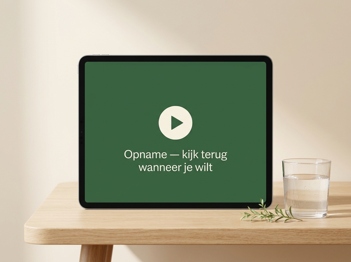 De opname van de training, terug te kijken op tablet