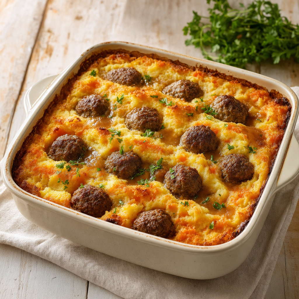 Hutspot-Ovenschotel met Gehaktballetjes — low-FODMAP ovenschotel
