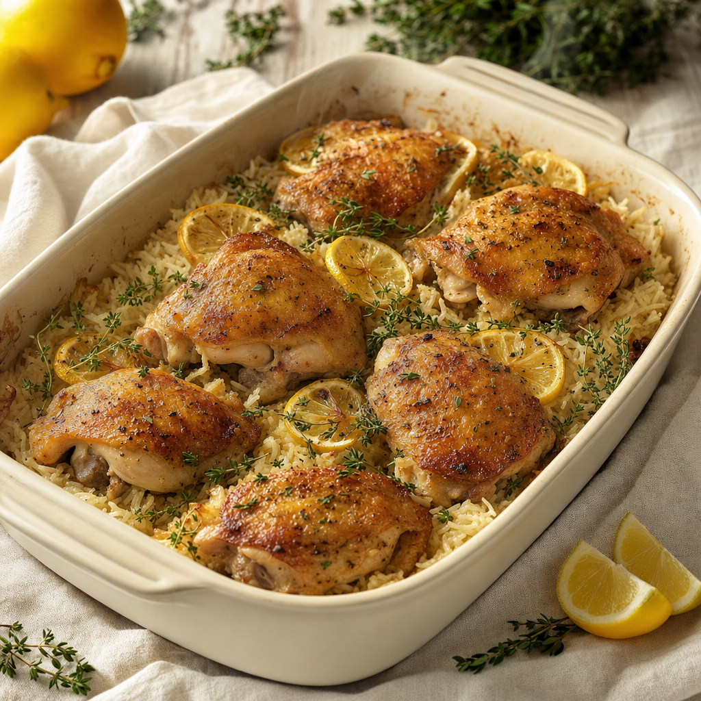 Ovenkip met Citroen, Tijm en Rijst — low-FODMAP ovenschotel