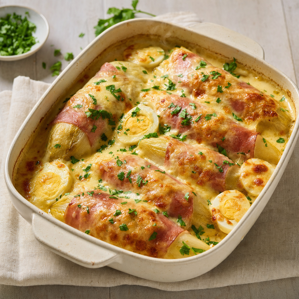 Witlofschotel met Ei en Kaassaus — low-FODMAP ovenschotel
